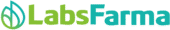 Logo LabsFarma berbentuk daun dengan gradasi hijau ke biru dan teks 'LabsFarma' di bawahnya.
